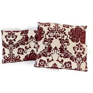 Creative Home Accent Decor Pillow Red White Tapestry Lot of Two